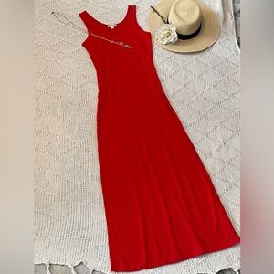 Zenana Outfitters Tank Top Red Maxi Dress Sleeveless Stretch Knit Medium